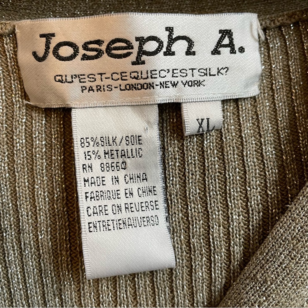 Joseph A. Metallic Silk Blend Women’s Cardigan Sweater Size XL Beige Tan - Picture 4 of 4
